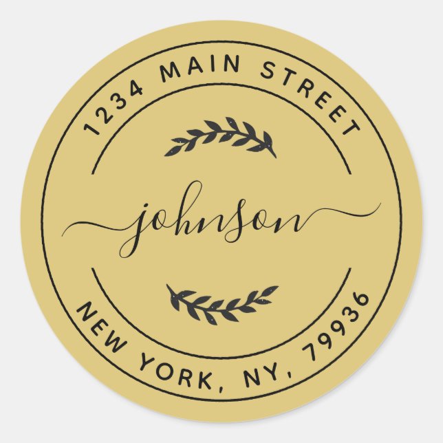 Sticker Rond Adresse de retour simple Gold (Devant)