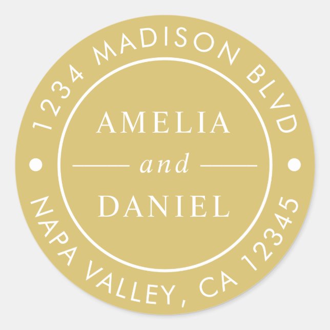 Sticker Rond Adresse de retour simple Gold (Devant)