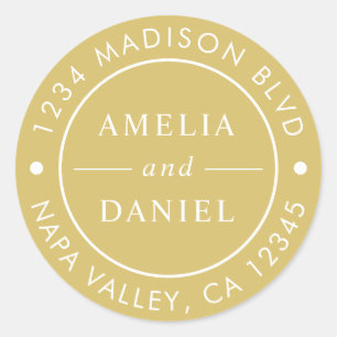 Sticker Rond Adresse de retour simple Gold