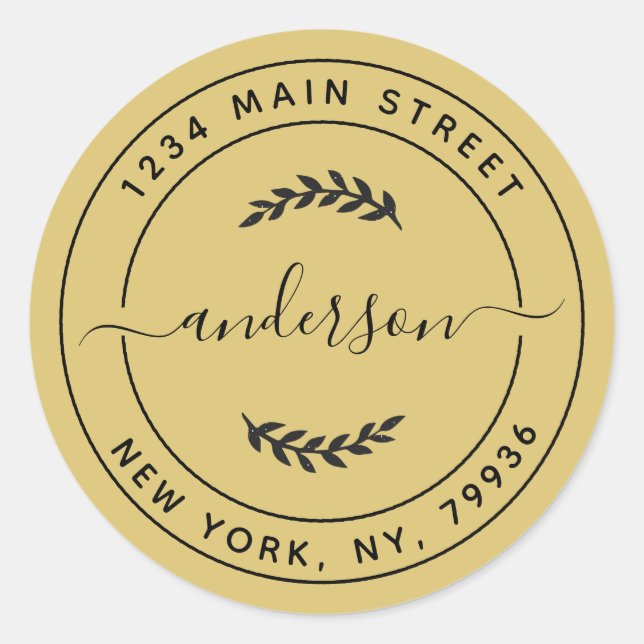 Sticker Rond Adresse de retour simple Gold (Devant)