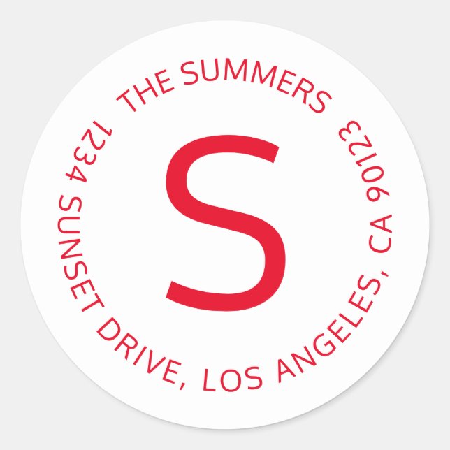Sticker Rond Adresse de retour simple ou message texte circulai (Devant)