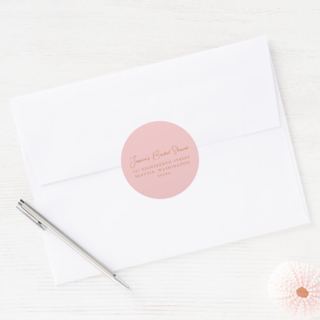 Sticker Rond Adresse de retour simple rose mignonne pour une do (Enveloppe)