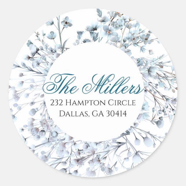 Sticker Rond Adresse de retour Wildflower Blue (Devant)