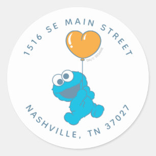 Sticker Rond Adresse du Baby shower de Cookie Monster