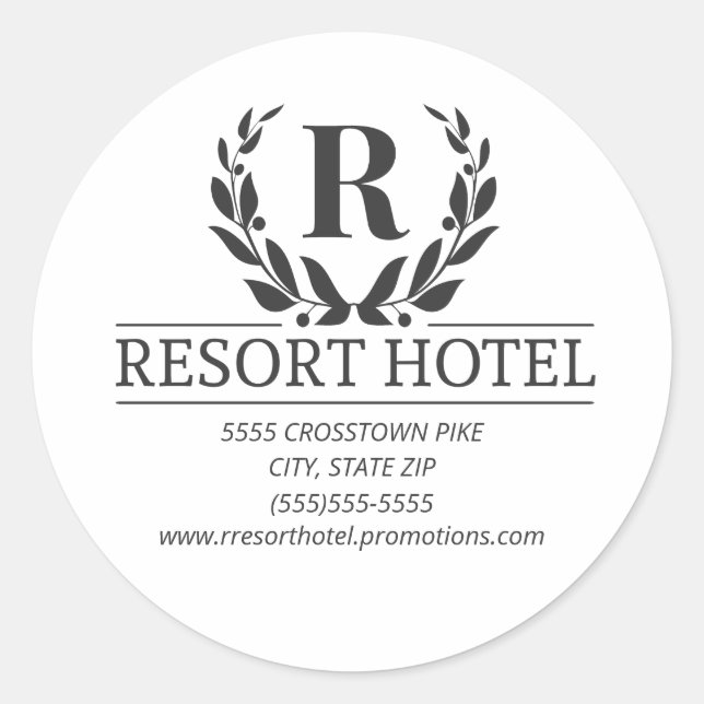 Sticker Rond Adresse du logo de votre entreprise (Devant)