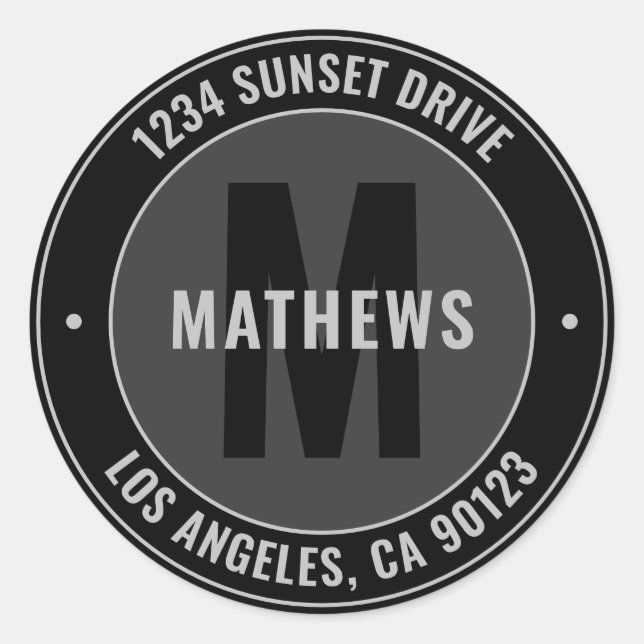 Sticker Rond Adresse en gras, slogan ou autre texte | Noir et g (Devant)