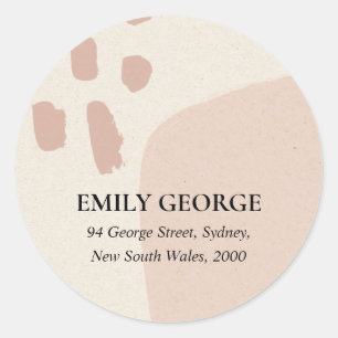 STICKER ROND ADRESSE KRAFT CHIC ROSE MODERNE ABSTRAITE