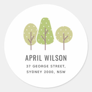 STICKER ROND ADRESSE PAYSAGE PASTEL GREEN TREE TRIO PAYSAGE
