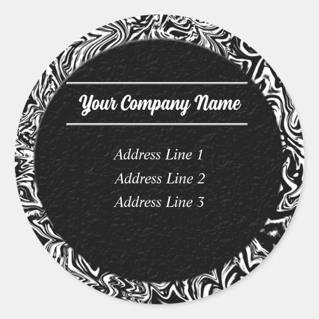 Sticker Rond Adresse professionnelle en noir et blanc (Devant)