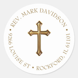 Sticker Rond Adresse religieuse Gold Cross