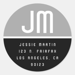 Sticker Rond Adresses de retour grises noires et blanches inspi