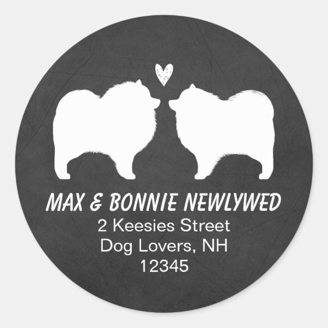 Sticker Rond Adresses de retour silhouettes de Keeshond (Devant)