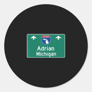 Sticker Rond Adrian Michigan Mi Autoroute Vacation Souvenir
