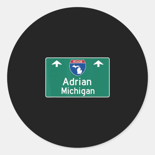 Sticker Rond Adrian Michigan Mi Autoroute Vacation Souvenir (Devant)
