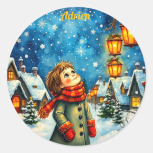 Sticker Rond ADRIEN ~ JOLIE 3D! Or, rouge et vert ~