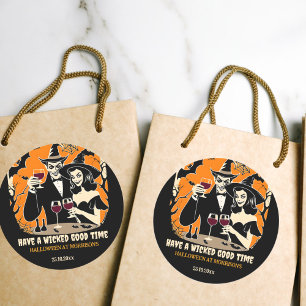 Sticker Rond Adulte Halloween mauvais temps fêter la vaisselle