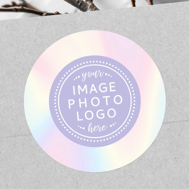 Sticker Rond Adulte pastel arc-en-ciel tendance logo d'entrepri (Soft pastel rainbow trendy modern business logo classic round sticker)
