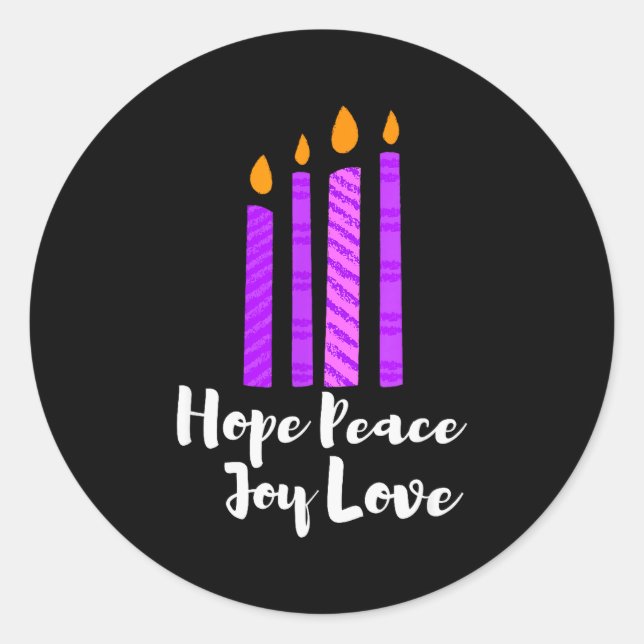 Sticker Rond Advent Evergreen Wreath Candles Hope Peace Joy Lov (Devant)