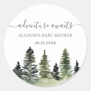 Sticker Rond Adventure Attend le Baby shower des bois