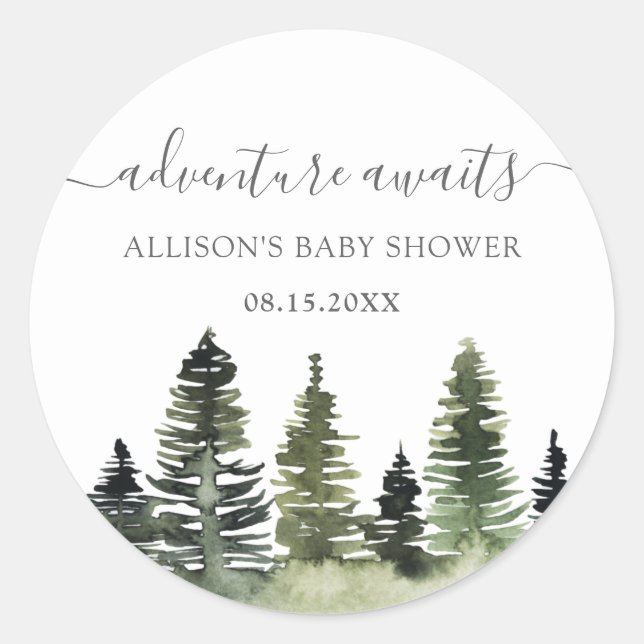 Sticker Rond Adventure Attend le Baby shower des bois (Devant)