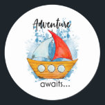 Sticker Rond Adventure Awaits Boat<br><div class="desc">For all who like your boat and wait for the next adventure</div>