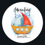 Sticker Rond Adventure Awaits Boat<br><div class="desc">For all who like your boat and wait for the next adventure</div>