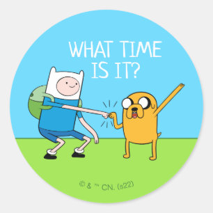 Sticker Rond Adventure   Finn & Jake Fist Bump
