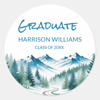 Sticker Rond Adventure Mountain Grad Party Decor