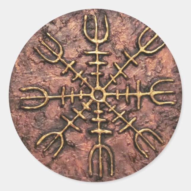 Sticker Rond AEgishjálmr - Casque viking de la protection Awe N (Devant)