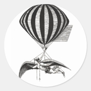 Sticker Rond Aérialiste et ballon Steampunk