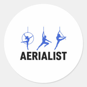 Sticker Rond Aerialiste Yoga de soie aérienne Gymnastes Acrots