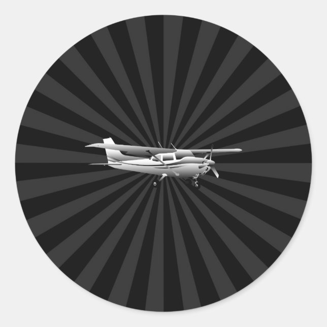 Sticker Rond Aéronef Cessna Silhouette Flying Black Burning (Devant)