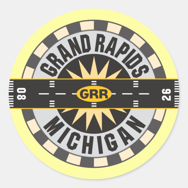 Sticker Rond Aéroport de Grand Rapids, MI GRR (Devant)