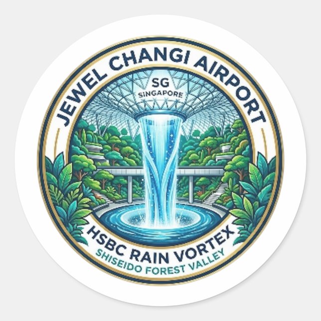 STICKER ROND AÉROPORT DE JEWEL CHANGI (Devant)