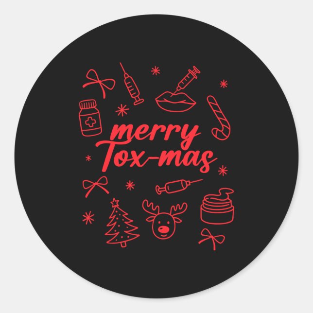 Sticker Rond Aesthetic Nurse Injector Botox Er Xmas Merry Tox-m (Devant)