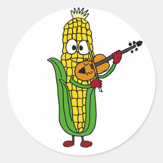 Sticker Rond AF- Corn Jouer la Fiddle ou le Violon (Devant)