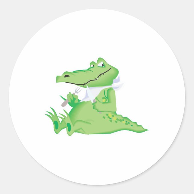 Sticker Rond affamé, affamé alligator (Devant)