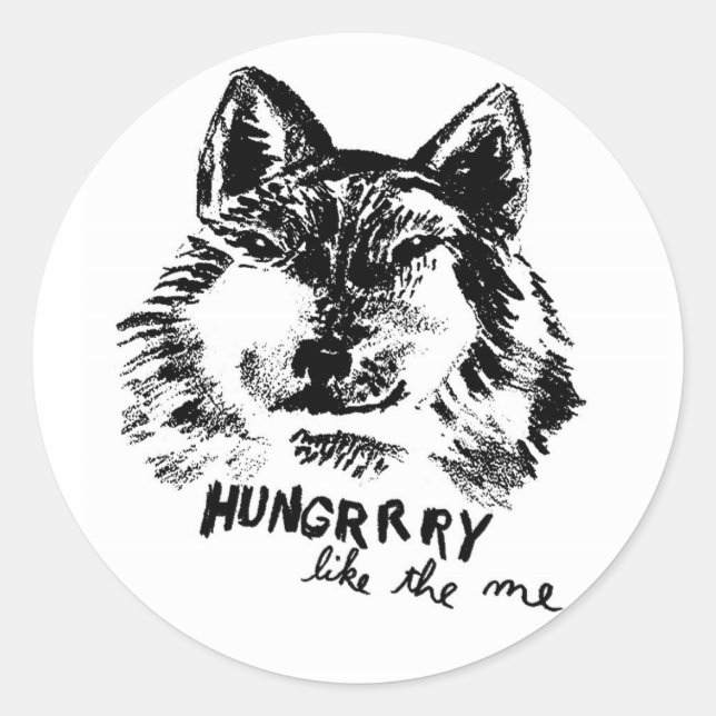 Sticker Rond affamé comme le loup (Devant)