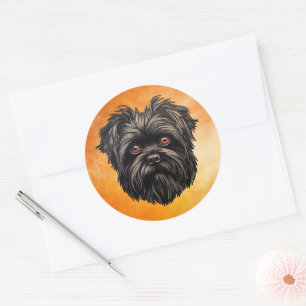 Sticker Rond Affenpinscher Monkey Dog Affens Terrier