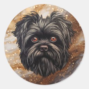 Sticker Rond Affenpinscher Monkey Dog Affens Terrier