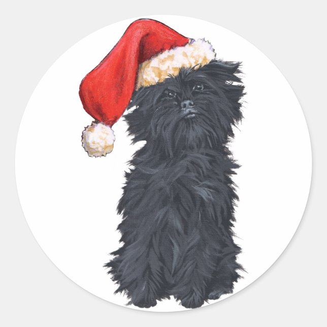Sticker Rond Affenpinscher Noël (Devant)