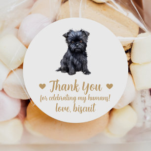 Sticker Rond Affenpinscher personnalisé Chien Mariage Favoriser