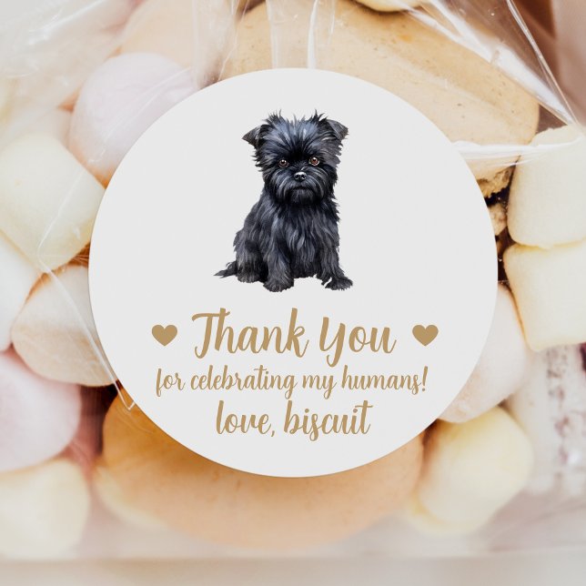 Sticker Rond Affenpinscher personnalisé Chien Mariage Favoriser (Créateur téléchargé)