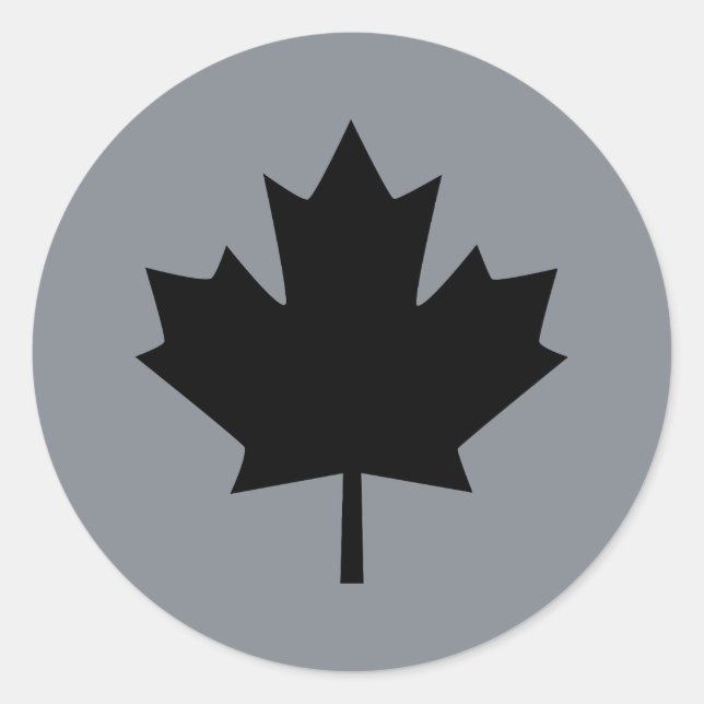 Sticker Rond Affichage de Canadian Black Maple Leaf (Devant)