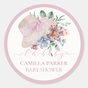 Sticker Rond Affiche de bienvenue Baby shower Casquette Spring