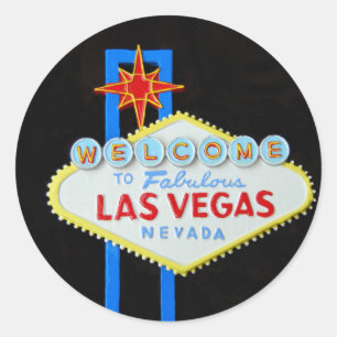Sticker Rond Affiche de bienvenue de Las Vegas