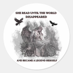 Sticker Rond Affiche de citation de lecture gothique Dark Acade