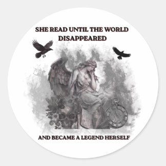 Sticker Rond Affiche de citation de lecture gothique Dark Acade