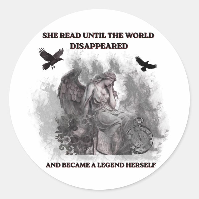 Sticker Rond Affiche de citation de lecture gothique Dark Acade (Devant)