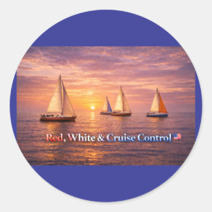 Sticker Rond Affiche de contrôle de croisière rouge blanc &   D